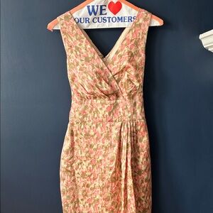 Talbots Pink and Tan Floral Midi Dress